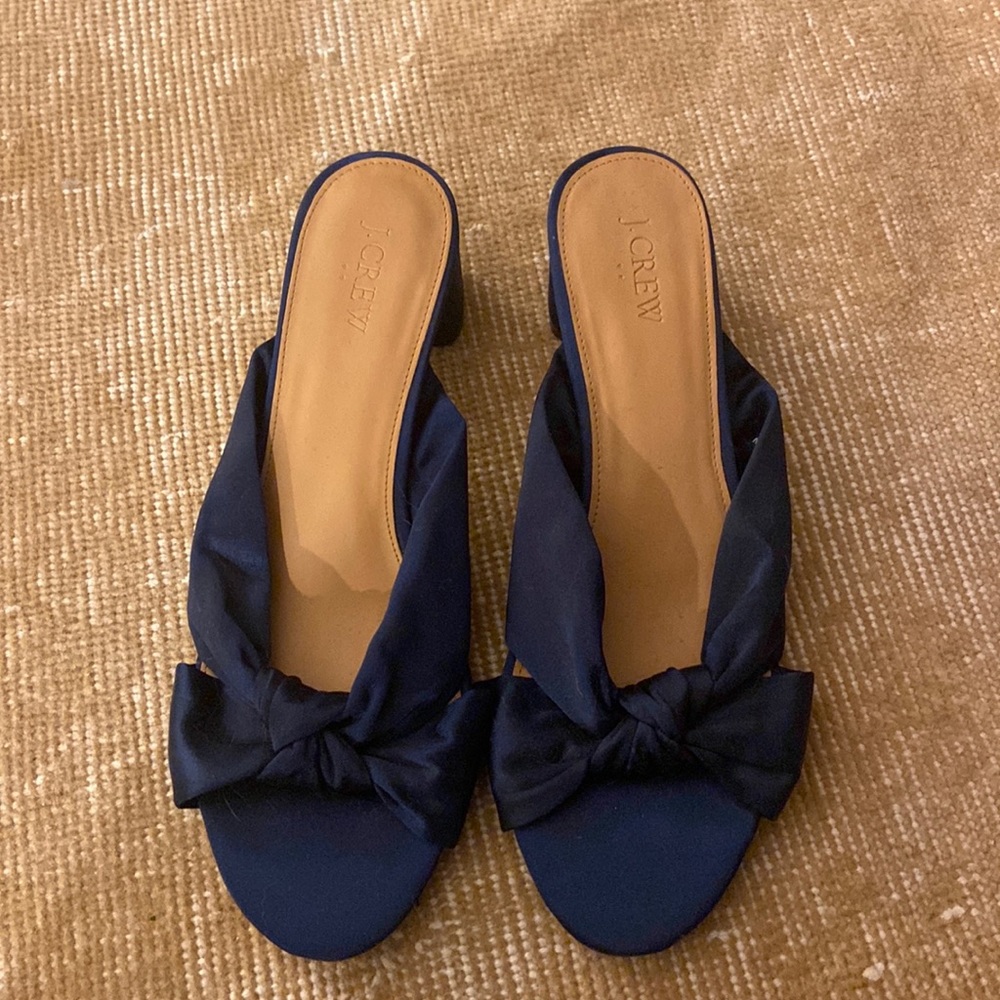 J crew Navy Satin Sandal NWOT